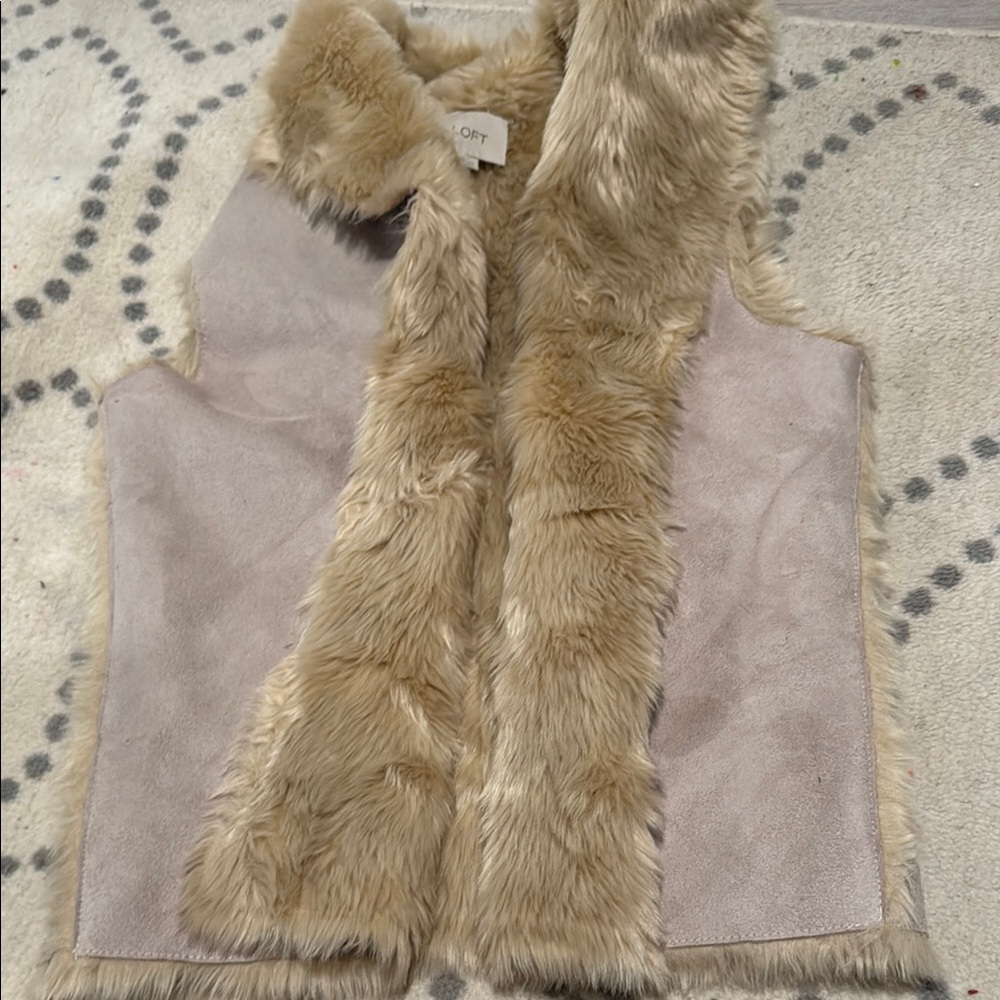 LOFT Tan Faux Fur Vest